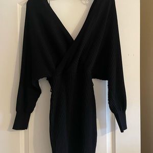 Long sleep off the shoulder black dress